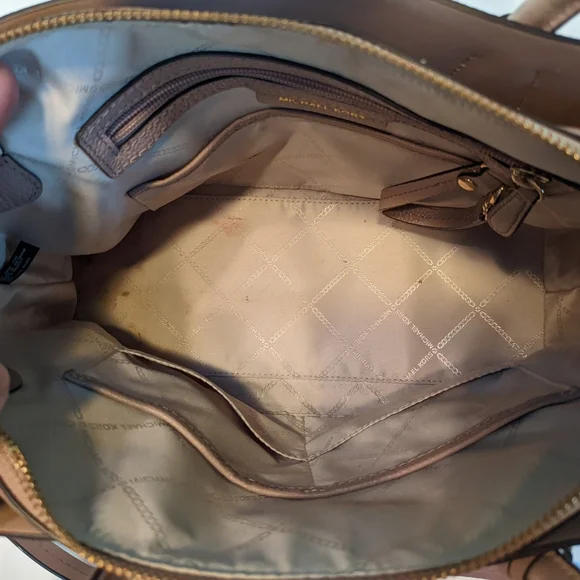 Michael Kors Mercer Medium Tri-Color Pebbled Leather Belted Satchel - Picture 6 of 14